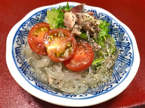 サバ缶で旨味UP！簡単春雨サラダ♫